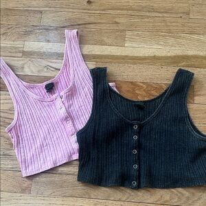 Wild Fable Pink and Black Ribbed Tank Tops